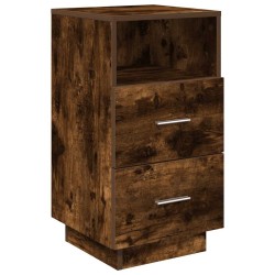 Table de chevet avec 2 tiroirs chêne fumé 36x36x68 cm 