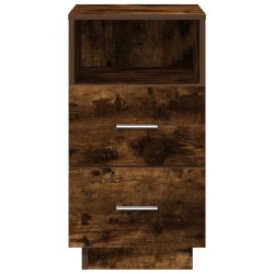 Table de chevet avec 2 tiroirs chêne fumé 36x36x68 cm 