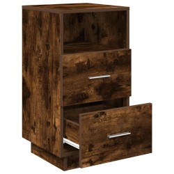 Table de chevet avec 2 tiroirs chêne fumé 36x36x68 cm 