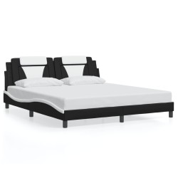 Cadre de lit sans matelas noir et blanc 180x200 cm similicuir 