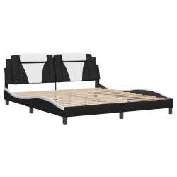Cadre de lit sans matelas noir et blanc 180x200 cm similicuir 