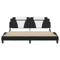 Cadre de lit sans matelas noir et blanc 180x200 cm similicuir 