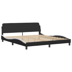 Cadre de lit sans matelas noir et blanc 180x200 cm similicuir 