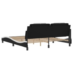 Cadre de lit sans matelas noir et blanc 180x200 cm similicuir 