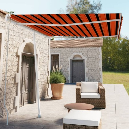 Auvent manuel rétractable sur pied 300x250 cm Orange et marron 