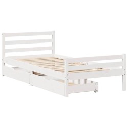 Cadre de lit sans matelas blanc 100x200 cm bois de pin massif 