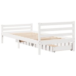 Cadre de lit sans matelas blanc 100x200 cm bois de pin massif 