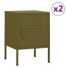 Tables de chevet 2 pcs Vert olive 35x35x51 cm Acier 