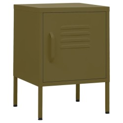 Tables de chevet 2 pcs Vert olive 35x35x51 cm Acier 