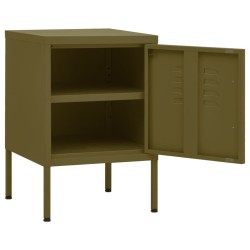 Tables de chevet 2 pcs Vert olive 35x35x51 cm Acier 