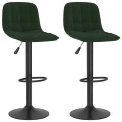Tabourets de bar lot de 2 vert foncé velours 
