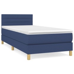 Sommier à lattes de lit avec matelas Bleu 90x200 cm Tissu 