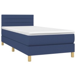 Sommier à lattes de lit avec matelas Bleu 90x200 cm Tissu 