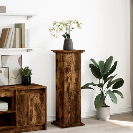 Piédestal avec rangement chêne fumé 31x30x90 cm bois ingénierie 