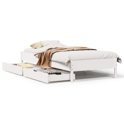 Cadre de lit sans matelas blanc 90x200 cm bois de pin massif 