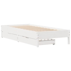 Cadre de lit sans matelas blanc 90x200 cm bois de pin massif 