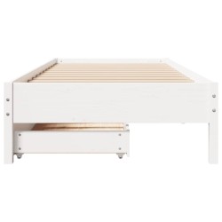 Cadre de lit sans matelas blanc 90x200 cm bois de pin massif 