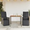 Ensemble de bistro de jardin 3 pcs coussins gris poly rotin 