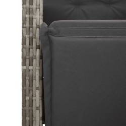 Ensemble de bistro de jardin 3 pcs coussins gris poly rotin 