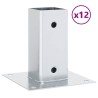 Bases de poteau carrées 12 pcs argent 61x61 mm acier galvanisé 