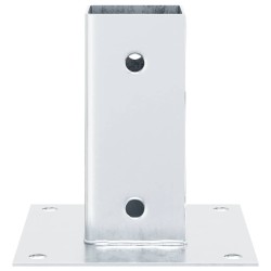 Bases de poteau carrées 12 pcs argent 61x61 mm acier galvanisé 