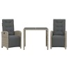 Ensemble de bistro 3 pcs avec coussins gris résine tressée 