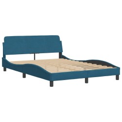 Cadre de lit et tête de lit sans matelas bleu 120x200cm velours 