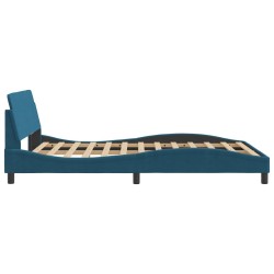 Cadre de lit et tête de lit sans matelas bleu 120x200cm velours 