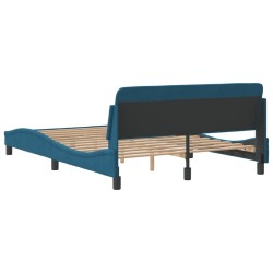 Cadre de lit et tête de lit sans matelas bleu 120x200cm velours 