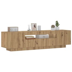 Meuble TV avec lumières LED chêne artisanal bois d'ingénierie 