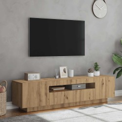 Meuble TV avec lumières LED chêne artisanal bois d'ingénierie 