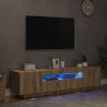 Meuble TV avec lumières LED chêne artisanal bois d'ingénierie 