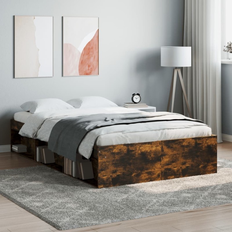 Cadre de lit sans matelas chêne fumé 120x190 cm 
