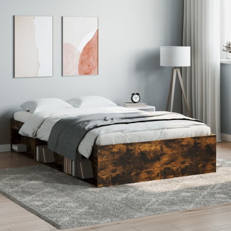 Cadre de lit sans matelas chêne fumé 120x190 cm 