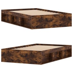 Cadre de lit sans matelas chêne fumé 120x190 cm 
