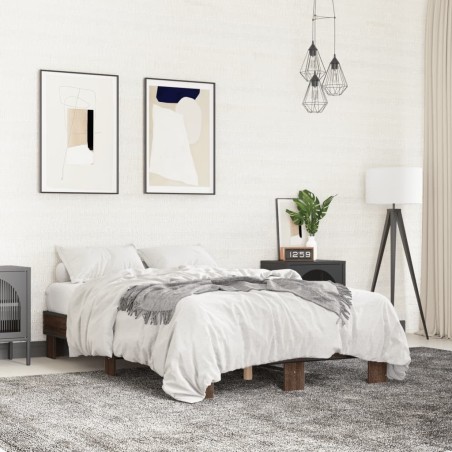 Cadre de lit sans matelas chêne marron 135x190 cm 