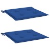 Coussins de chaise de jardin lot de 2 bleu royal 40x40x3 cm 