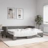 Lit de jour avec gigogne et matelas gris foncé 80x200 cm tissu 