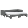 Lit de jour avec gigogne et matelas gris foncé 80x200 cm tissu 