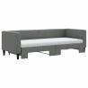 Lit de jour avec gigogne et matelas gris foncé 80x200 cm tissu 
