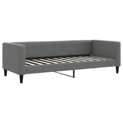 Lit de jour avec gigogne et matelas gris foncé 80x200 cm tissu 