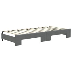 Lit de jour avec gigogne et matelas gris foncé 80x200 cm tissu 