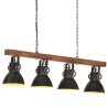 Plafonnier industriel Noir E27 Bois de manguier 