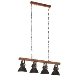 Plafonnier industriel Noir E27 Bois de manguier 