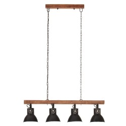 Plafonnier industriel Noir E27 Bois de manguier 