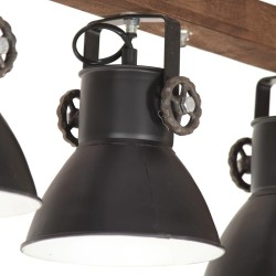 Plafonnier industriel Noir E27 Bois de manguier 