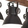 Plafonnier industriel Noir E27 Bois de manguier 