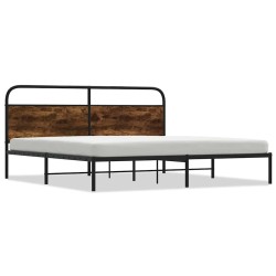 Cadre de lit en métal sans matelas chêne fumé 200x200 cm 