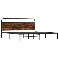 Cadre de lit en métal sans matelas chêne fumé 200x200 cm 