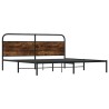 Cadre de lit en métal sans matelas chêne fumé 200x200 cm 